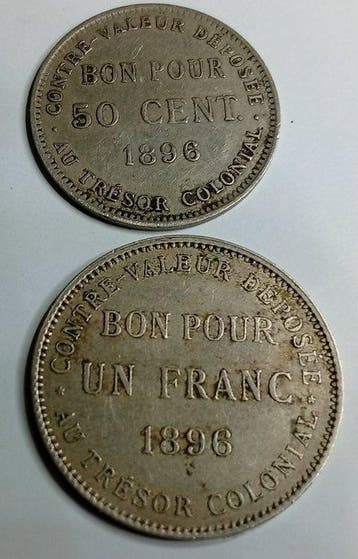 Reünie. 50 Centimes / 1 Franc 1896 (2 monnaies) (Zonder