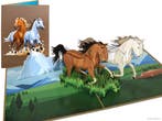 Wenskaart Galopperende Paarden in Prachtig Landschap pop-..., Verzenden, Nieuw
