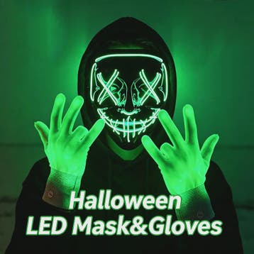 Verlicht LED Neon Purge Masker met Fiber Optic Handschoenen, Verzenden