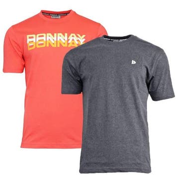 Donnay Donnay Heren - 2-Pack - T-Shirt Daks + Vince - Perzik, Kleding | Heren, Verzenden, Nieuw
