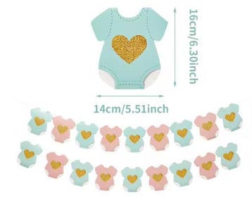 Baby Douche Slinger met Rompers – Papieren Feest Banner, Verzenden, Nieuw