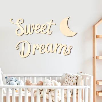 Houten wand tekst decoratie Sweet Dreams, Ophalen of Verzenden, Nieuw, Wanddecoratie
