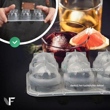 2dekans | IJsblokjesvorm Set van 12 – Ronde Silicone XXL, Ophalen of Verzenden, Zo goed als nieuw