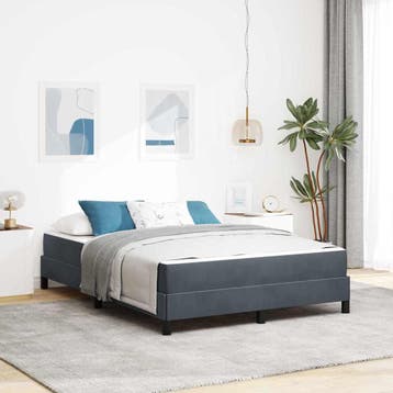 vidaXL Boxspringbed met matras Donkergrijs 160 x 210 cm Stof, Verzenden, Nieuw, Grijs, Stof
