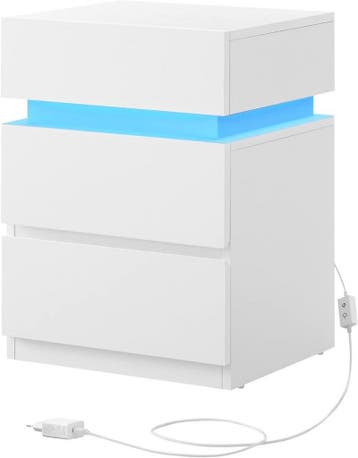 Nachtkastje met LED verlichting - 3 laden - verschillende, Verzenden, Nieuw
