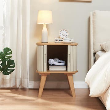 Bijzettafel Tysvær bamboe 59x45x45 cm naturel en crèmewit [e, Verzenden, Nieuw