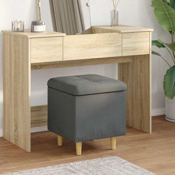 vidaXL Opslagottoman met kussen Donkergrijs 40 x 40 x 45 cm, Huis en Inrichting, Barkrukken, Verzenden, Nieuw