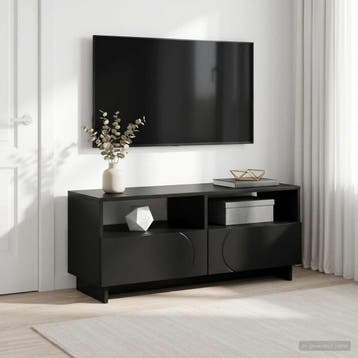 vidaXL TV-standaard 90 x 34,5 x 40 cm Zwart Bewerkt hout, Verzenden, Nieuw, 50 tot 100 cm, Minder dan 100 cm