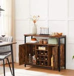 Industrieel Dressoir 100×35×81 cm met Wijnrek en Kasten, Verzenden, Nieuw