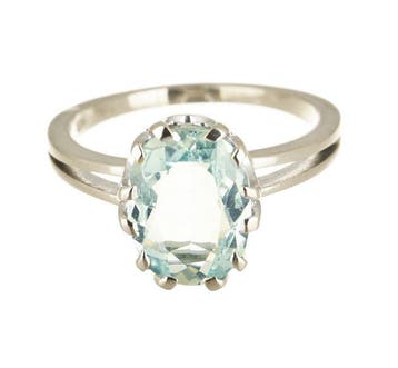 Ring - 18 karaat Witgoud Topaas, Sieraden, Tassen en Uiterlijk, Nieuw