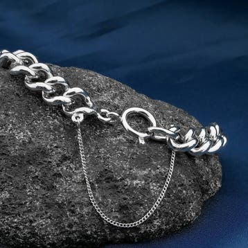 Massief zilveren gourmet schakelarmband., Sieraden, Tassen en Uiterlijk, Armbanden, Ophalen of Verzenden, Gebruikt, Zilver, Zilver