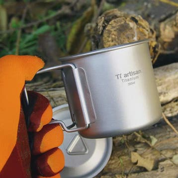 Tiartisan Titanium Mok met Opvouwbaar Handvat - Lichtgewicht, Verzenden, Nieuw