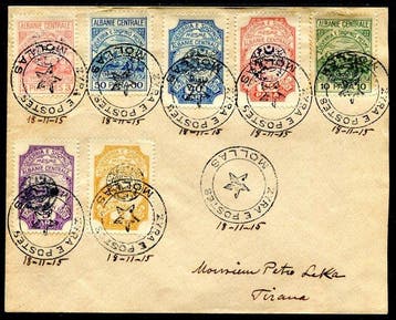 Albanië, Essad 1915 - Voltooi het hele traject van Elbasan, Gestempeld