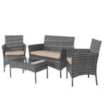 Tuinset - 4 Delig - Stoelen - Bank - Tafel - Rotan - Grijs, Ophalen of Verzenden, Nieuw