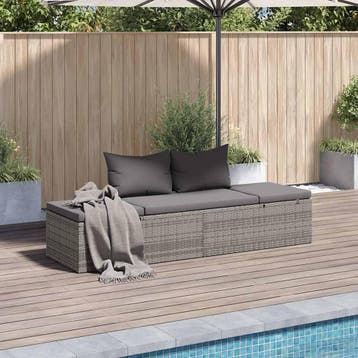 vidaXL Tuinbed 195x60 cm poly rattan grijs, Verzenden, Nieuw