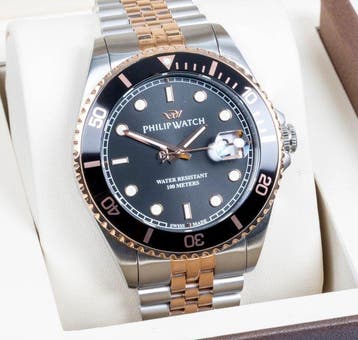 Philip Watch - Caribe Sport - Black/Rose gold - Swiss Made -, Nieuw