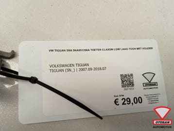 VW Tiguan 5NA 5na951206a Toeter Claxon Low laag toon met hou, Ophalen, Gebruikt, Volkswagen