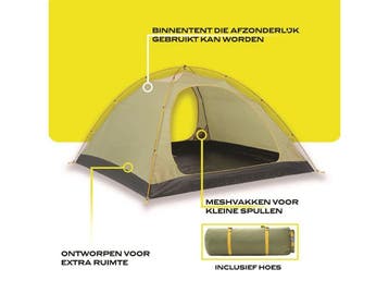 NOMAD® Jade 3 - Koepeltent 3 personen - Waterdicht 3000 mm -, Verzenden, Zo goed als nieuw