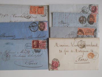 Verenigd Koninkrijk 1868/1873 - Zeven Poststukken Naar, Gestempeld