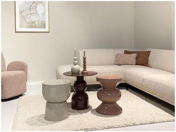 Livingfurn Bijzettafel Kian - Rond - Acaciahout - Off White, Verzenden, Nieuw