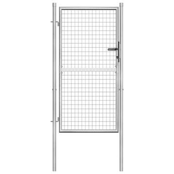 vidaXL Tuinpoort gegalvaniseerd staal 105x150 cm zilver, Verzenden, Nieuw