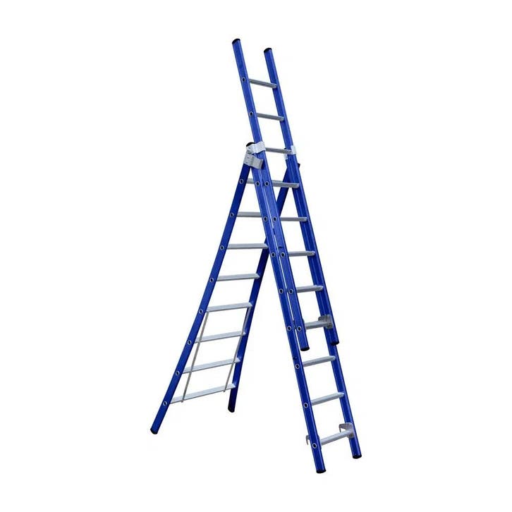 Eurostairs Reform ladder 3 delig BLAUW gecoat, Doe-het-zelf en Verbouw, Ladders en Trappen, Ladder, Nieuw, Verzenden