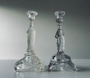 Kandelaar (2) - Persglas - Madonna ‘Heilig Hart’
