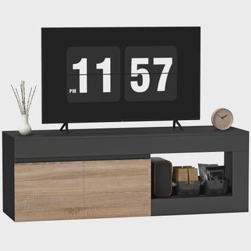 Moderne TV Meubel met 2 Deuren en Open Compartiment - Zwart/, Verzenden, Nieuw