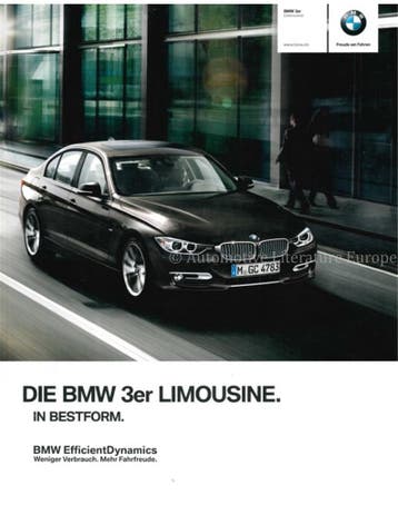 2013 BMW 3 SERIE SEDAN BROCHURE DUITS, Nieuw, BMW, Author