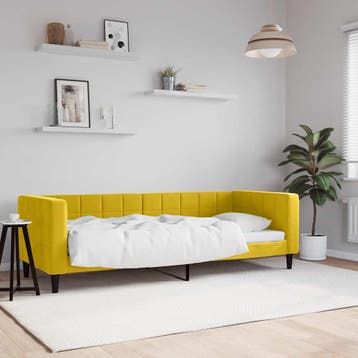 vidaXL Slaapbank 80x200 cm fluweel geel, Eenpersoons, Verzenden, Nieuw, 80 cm