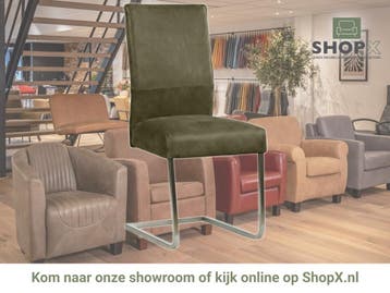 Leren eetkamerstoel Remix - Kenia Olive (olijf) - Sledepoot, Huis en Inrichting, Overige kleuren, Nieuw, Ophalen of Verzenden