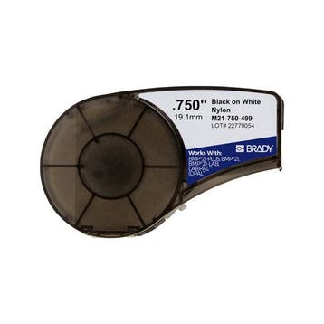 Brady M21-750-499 tape nylon zwart op wit 19,1 mm x 4,88 m, Computers en Software, Printerbenodigdheden, Verzenden, Nieuw, Printertape