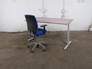 Voortman verstelbaar bureau 160x80 robson eiken nieuw blad, Overige typen, Gebruikt, Verzenden, Voortman