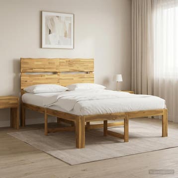 vidaXL Tweepersoonsbed met hoofdeinde ROSTOCK Wit 140 x 200, Huis en Inrichting, Verzenden, Wit, Hout, Nieuw