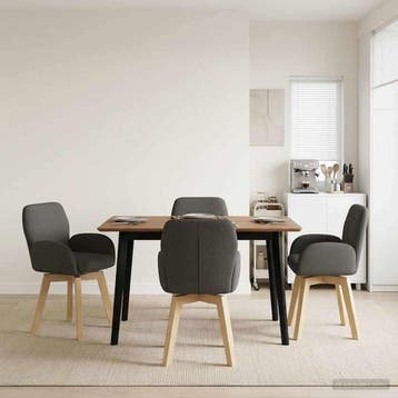 vidaXL Draai Eetstoelen 4 st Bouclé Donkergrijs 54 x 58 x 87, Verzenden, Nieuw