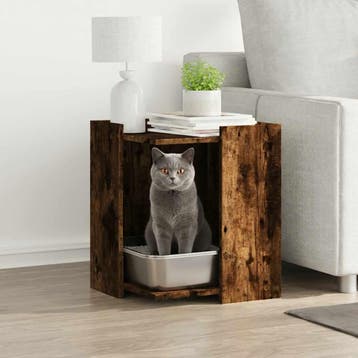 vidaXL Kattenbakkast 42x42x51 cm bewerkt hout gerookt, Verzenden, Nieuw