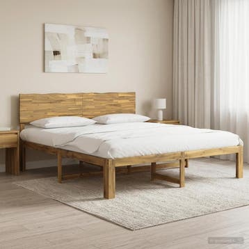 vidaXL Tweepersoonsbed met hoofdeinde ROSTOCK Wit 200 x 200, Verzenden, Wit, Hout, Nieuw