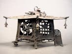 Unusual design Features a pattern of doves, plum, and bamboo