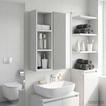 vidaXL Badkamer wandkast Wit 20 x 16 x 62,5 cm Geconstrueerd, Verzenden, Nieuw