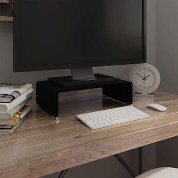 vidaXL Tv-meubel/monitorverhoger zwart 40x25x11 cm glas, Huis en Inrichting, Verzenden, Nieuw, Glas, Minder dan 100 cm