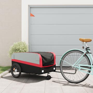 vidaXL Fietstrailer 45 kg ijzer zwart en rood, Fietsen en Brommers, Fietsaccessoires | Aanhangers en Karren, Verzenden, Nieuw