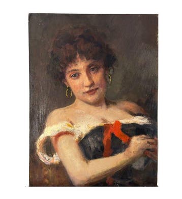 Italiaanse school (XX) - Ritratto di donna, Antiek en Kunst, Kunst | Schilderijen | Klassiek