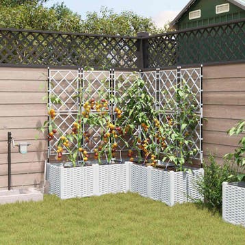 vidaXL Plantenbak 5 st Wit 120 x 120 x 142 cm PP, Verzenden, Nieuw, 100 cm of meer, 60 cm of meer