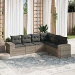 vidaXL 6-delige Loungeset met kussens poly rattan lichtgrijs, Verzenden, Nieuw, Loungeset