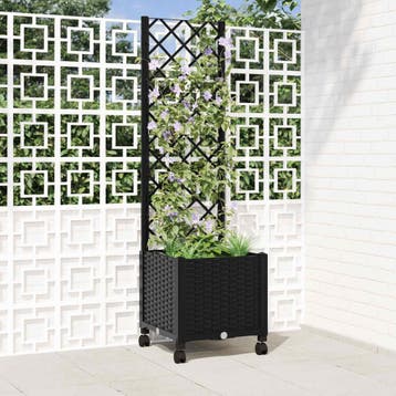 vidaXL Tuinplantbak met schutting en wielen Zwart 40 x 40 x, Verzenden, Nieuw, Minder dan 60 cm, 60 cm of meer