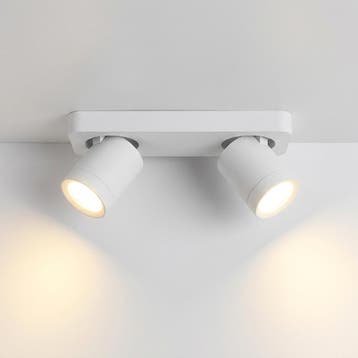 Dubbele Opbouwspot Wit 2x GU10 Rechthoek – Kantelbare, Ophalen of Verzenden, Nieuw, Plafondspot of Wandspot