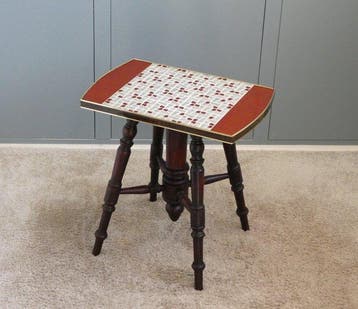 Bijzettafel - Keramiek, Hout - Vintage Nederlandse