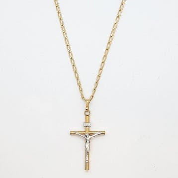 Ketting met hanger - 9 kt. Geel goud, Witgoud
