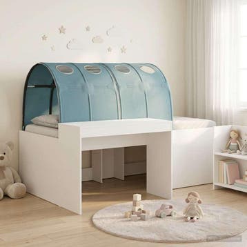 vidaXL Bed met Tunnel 3 st Artisian Eik en Lichtblauw, Verzenden, Nieuw, Wit, Hout