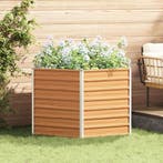 vidaXL Verhoogd Tuinbed Licht Bruin 129 x 129 x 77 cm, 100 cm of meer, Verzenden, Nieuw, Metaal